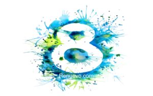 International Women's Day. Number 8 painted in watercolor