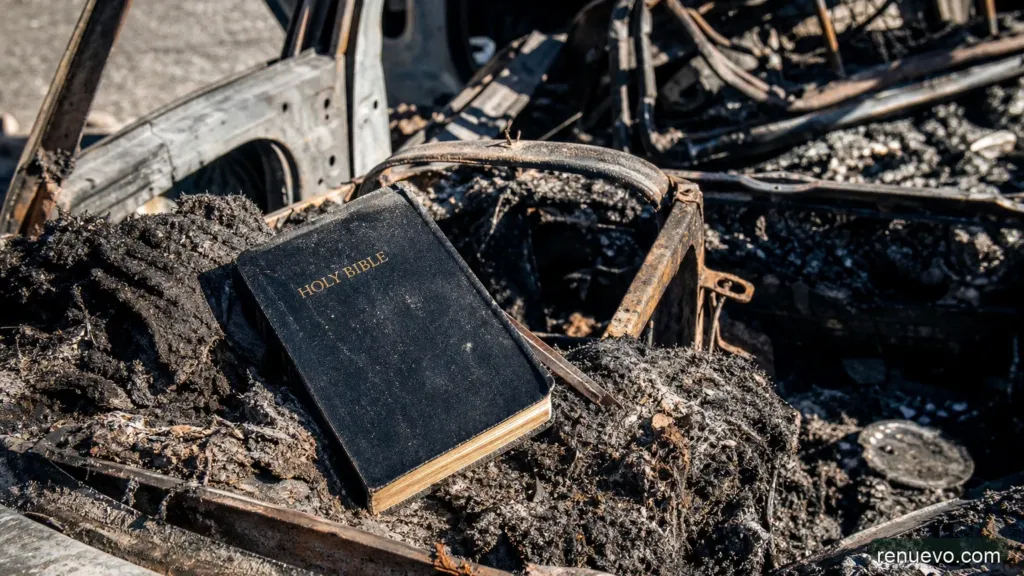 CONDUCTOR Y SU BIBLIA SOBREVIVEN AL INCENDIO DE UN AUTO