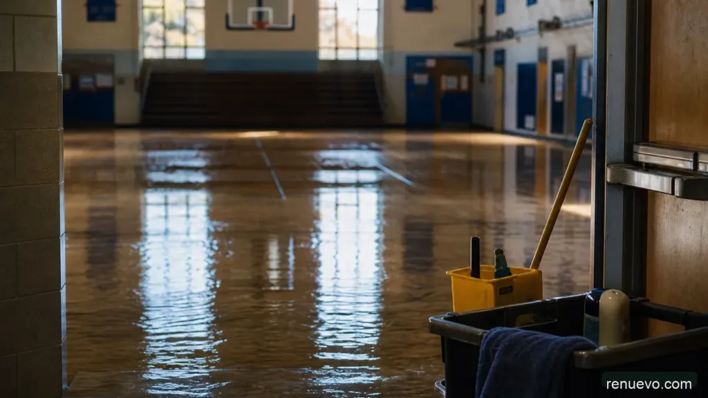 El Conserje de está escuela es llamado al gimnasio de emergencia. Tienes que ver su cara cuando entra y ve…