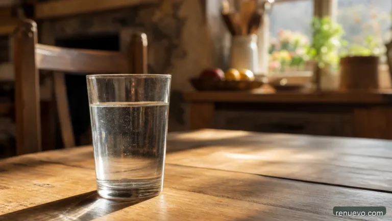 Un Vaso De Agua En La Mesa o En La Mano