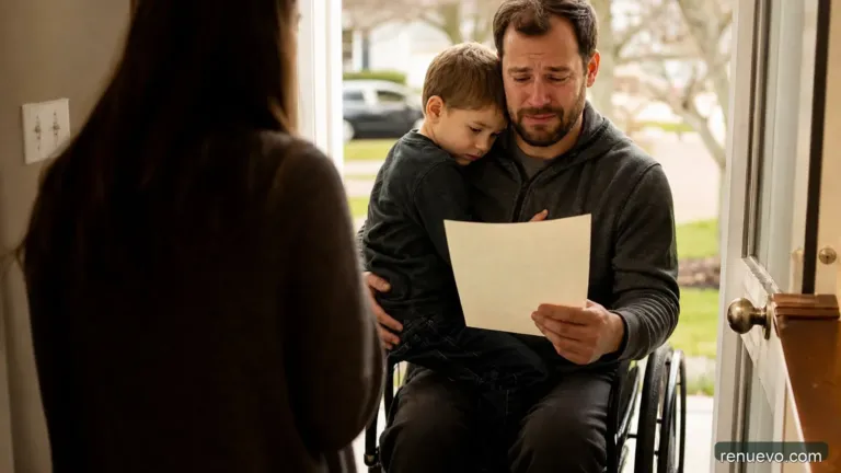 Su esposo con discapacidad entra llorando a casa con su hijo. Luego ella lee la carta que él tiene en sus manos!