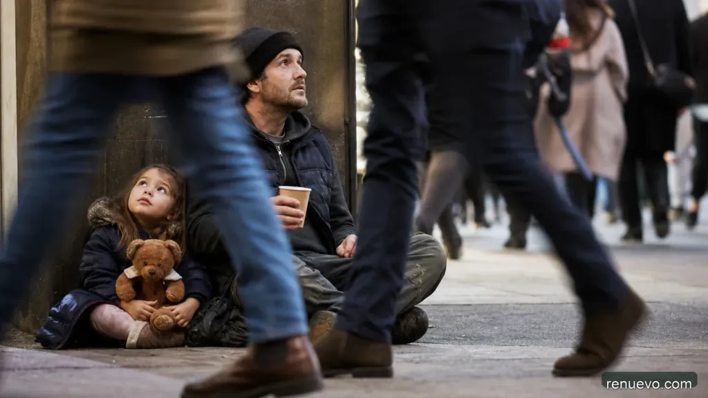 Este padre y su hija piden dinero en la calle. Pero 5 minutos antes ocurre algo insólito (Experimento Social)