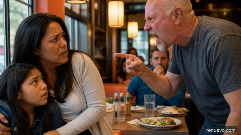 Increíble la manera como este hombre trata a esta madre e hija en un restaurante. No puedo creer que exista personas así!