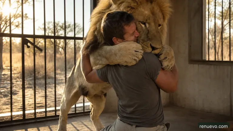 No podrás creer lo que este león hace a un hombre que lo libera de su jaula