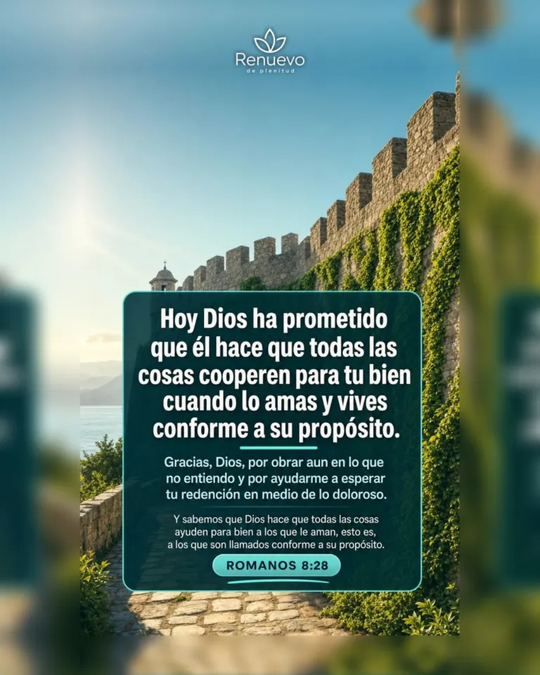 Él hace que todas las cosas cooperen para tu bien cuando lo amas y vives conforme a su propósito (Romanos 8:28)