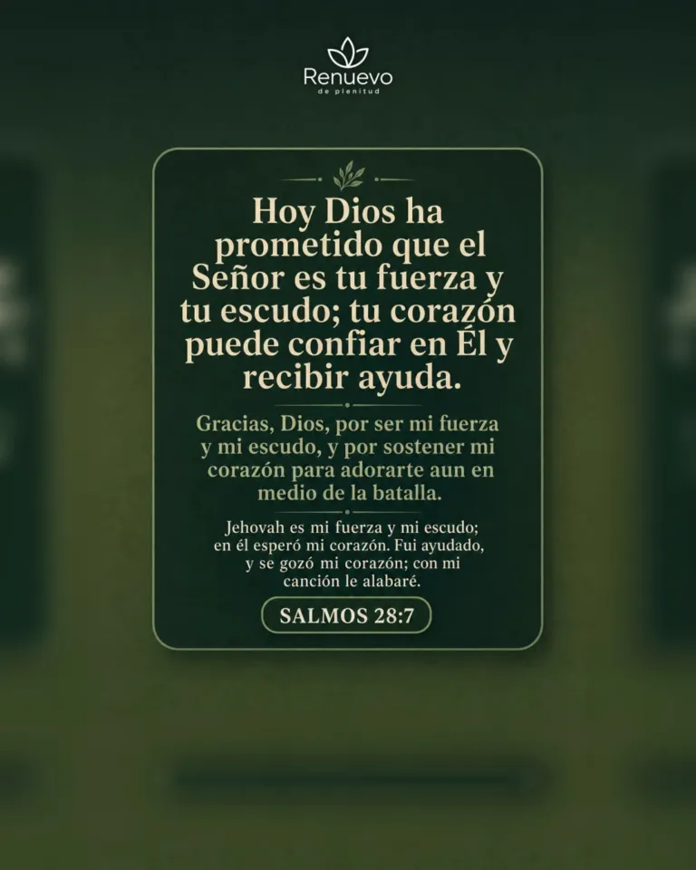 el Señor es tu fuerza y tu escudo; tu corazón puede confiar en Él y recibir ayuda (Salmos 28:7)