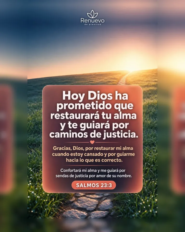 restaurará tu alma y te guiará por caminos de justicia (Salmos 23:3)