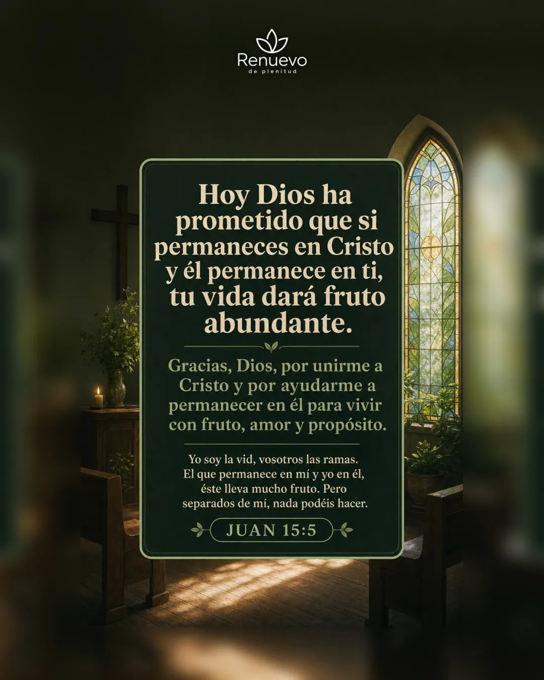 si permaneces en Cristo y él permanece en ti, tu vida dará fruto abundante (Juan 15:5)