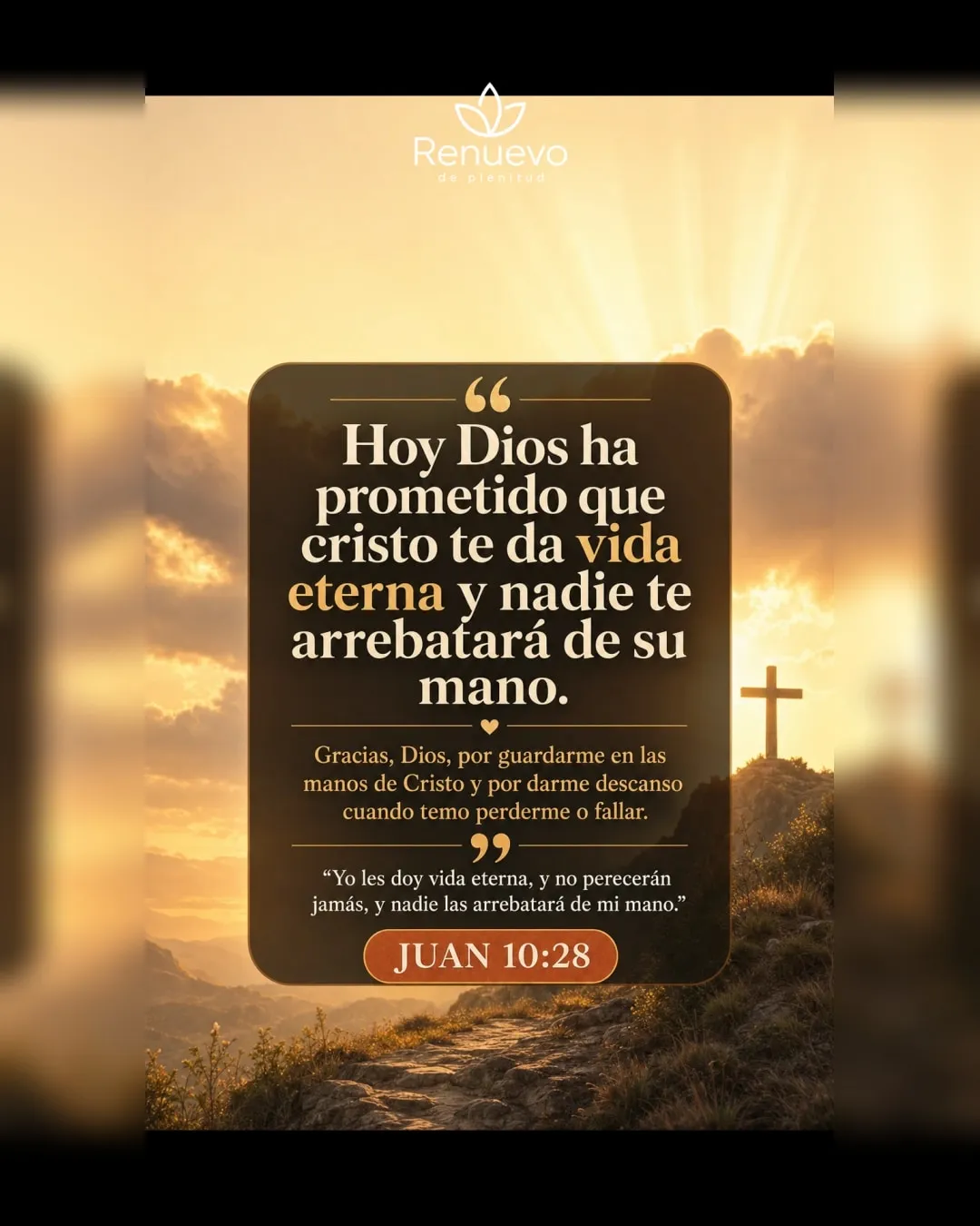 promesa-21-ee769a55-17eb-4425-9cf0-aa0a0afe29cf - Renuevo De Plenitud Cristo te da vida eterna y nadie te arrebatará de su mano (Juan 10:28)