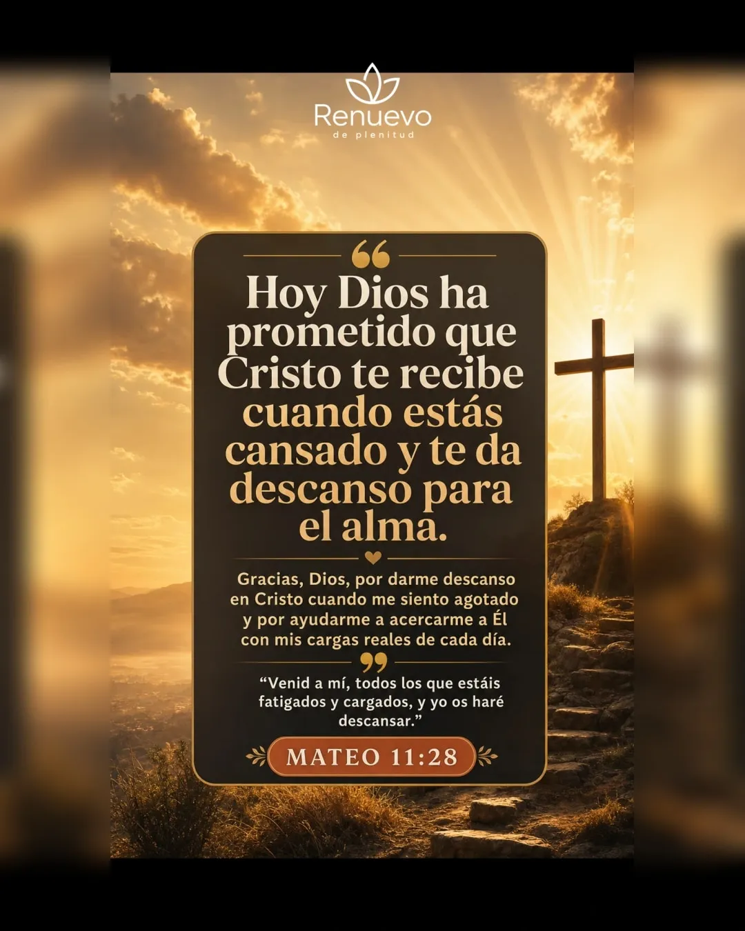 Cristo te recibe cuando estás cansado y te da descanso para el alma (Mateo 11:28)