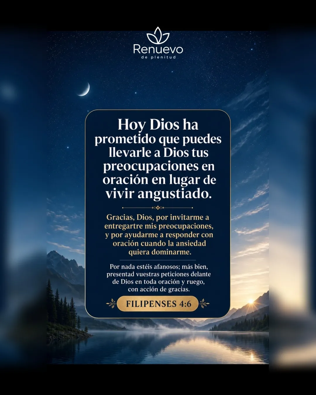 puedes llevarle a Dios tus preocupaciones en oración en lugar de vivir angustiado (Filipenses 4:6)