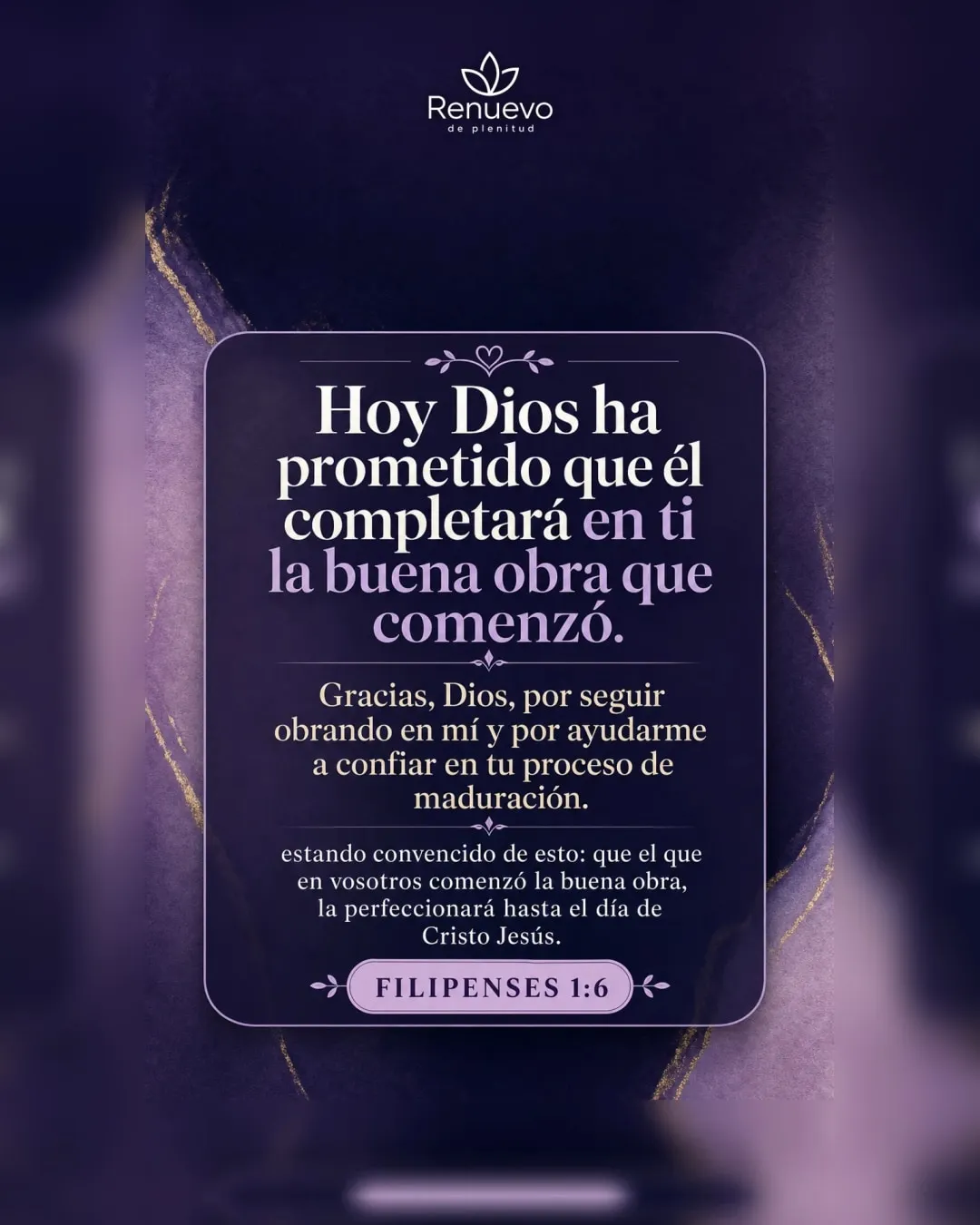 promesa-79-0b928605-9cea-4a05-ab78-1f23b630c9c4 - Renuevo De Plenitud Él completará en ti la buena obra que comenzó (Filipenses 1:6)