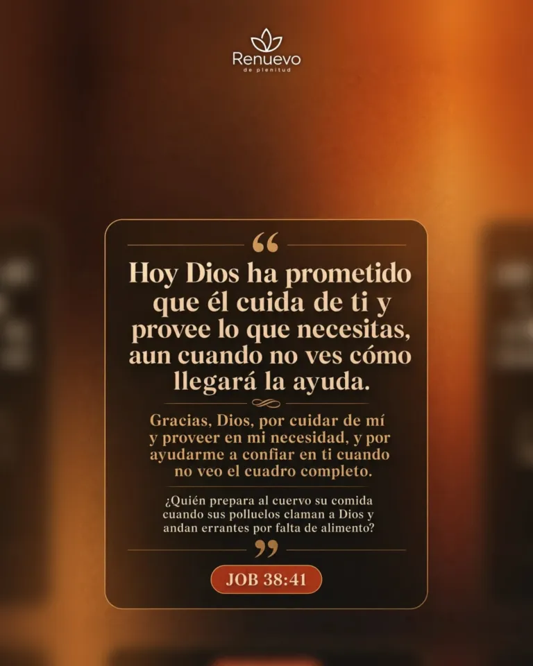 él cuida de ti y provee lo que necesitas, aun cuando no ves cómo llegará la ayuda (Job 38:41)