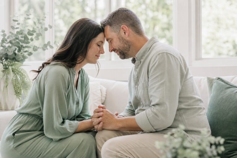 Pareja reconciliada tomada de las manos